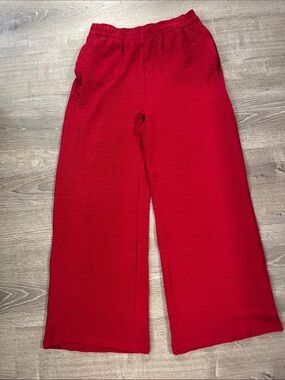 Linea Donna wide-Leg Pull-On Pants in Bold Red Size M elastic waist